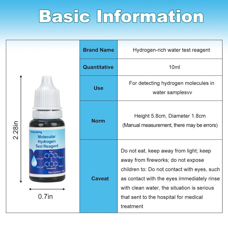 Kueysing Hydrogen Test Reagent，Dissolved Hydrogen Test Reagent ，H2Blue，Test The Concentration of Hydrogen Molecules in Water - Image 5